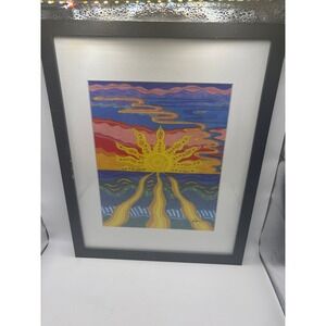 Curly Crow Ocean Sun Art Print Barb Keady Signed Framed Matted 1959-2017